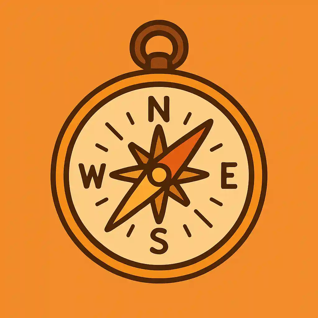 Compass resting on a topographic map